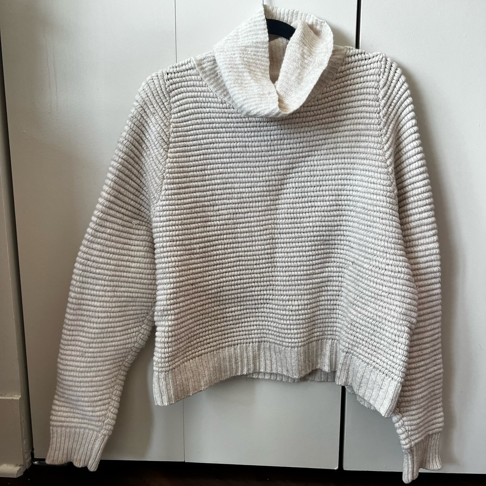 Madewell cropped knit turtleneck sweater with button detail